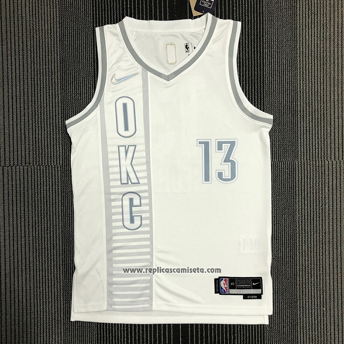 Camiseta Oklahoma City Thunder Paul George #13 Ciudad 2021-22 Blanco